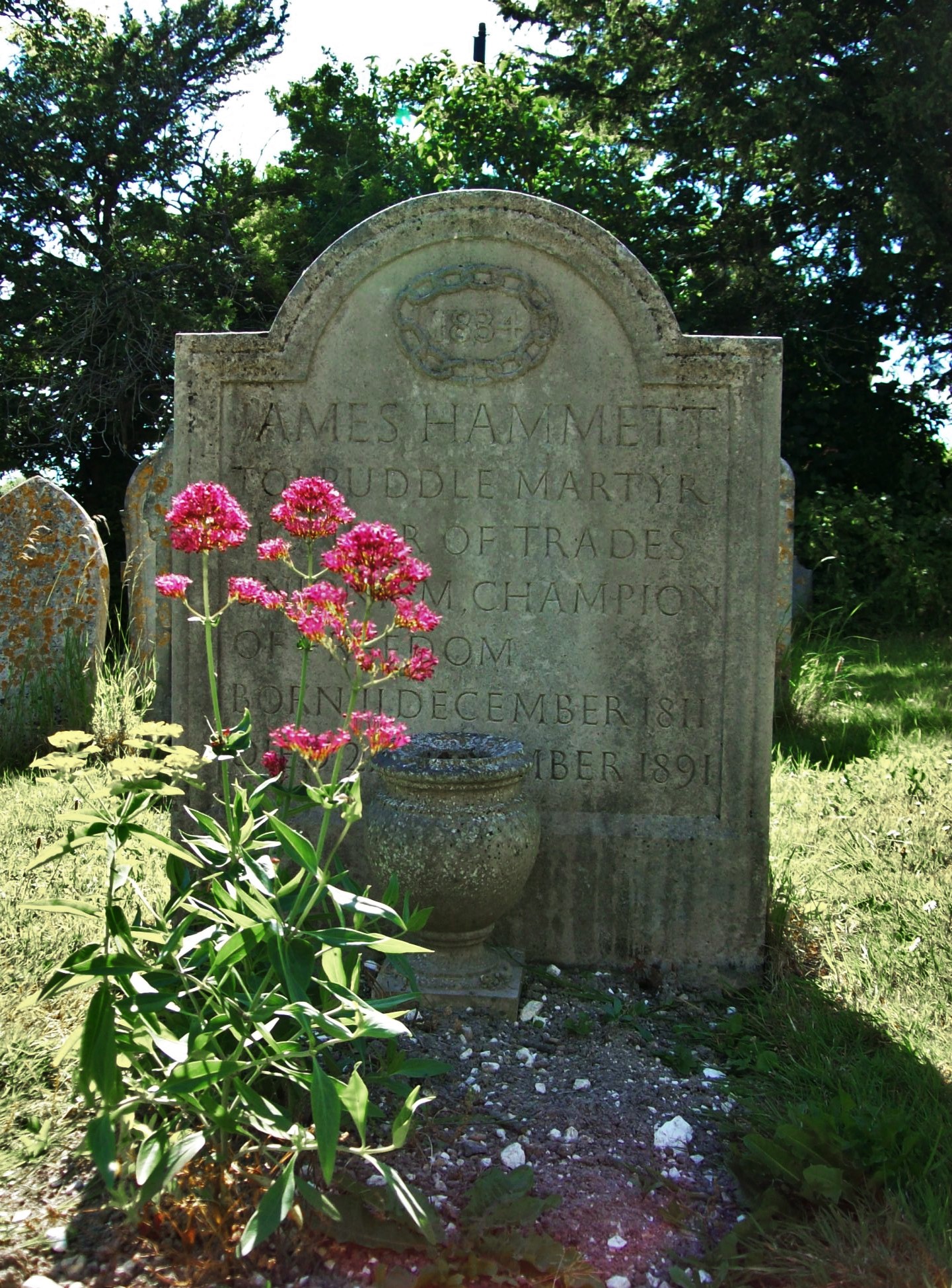 The grave of James Hammett, who was the only martyr to return and live in the village of Tolpuddle.