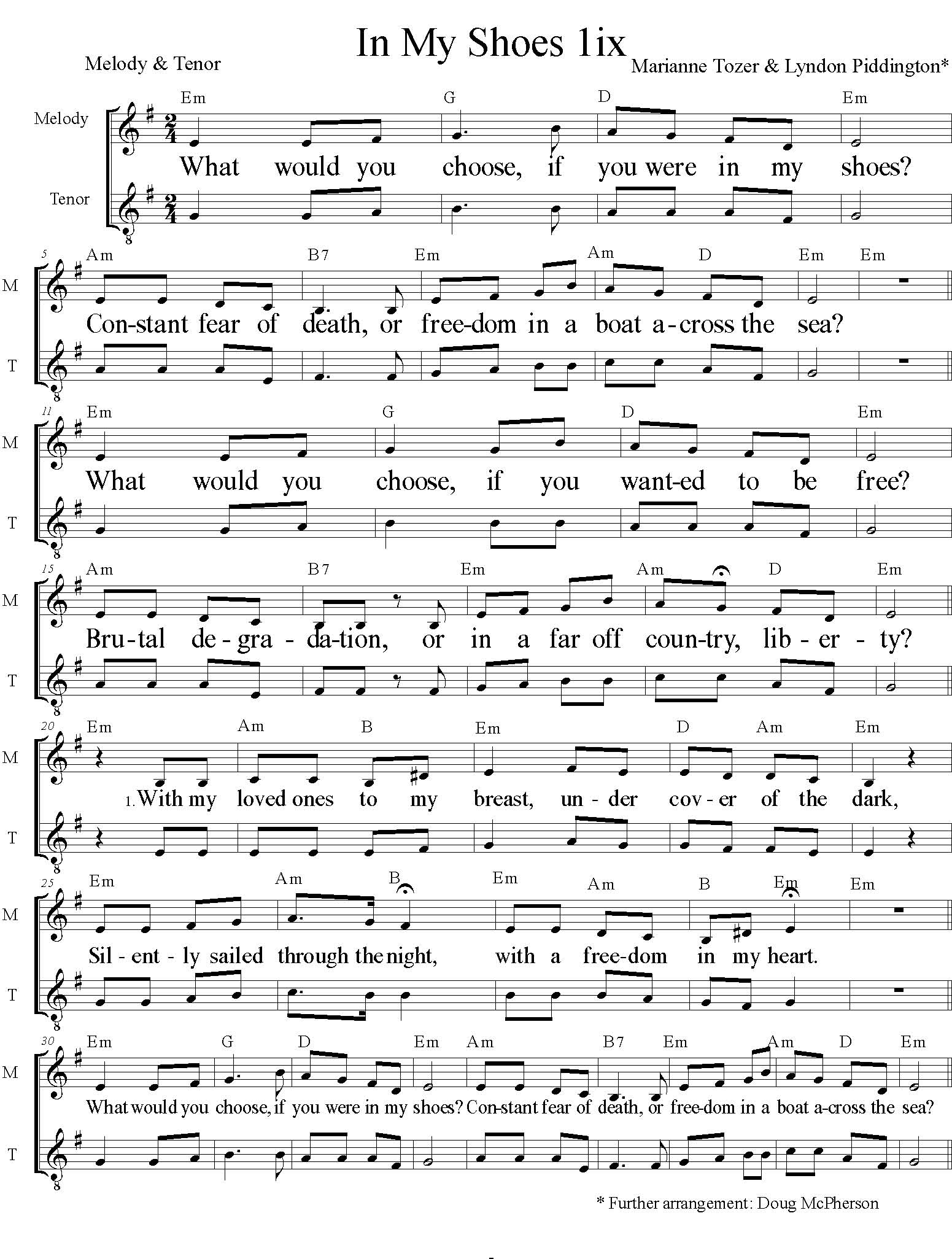 Im My Shoes Sheet Music Em Page 1